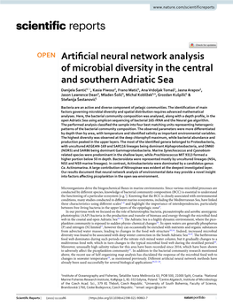 Artificial Neural Network Analysis of Microbial Diversity in the Central and Southern Adriatic