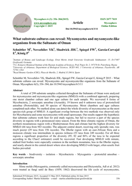 What Substrate Cultures Can Reveal: Myxomycetes and Myxomycete-Like Organisms from the Sultanate of Oman