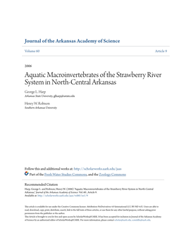 Aquatic Macroinvertebrates of the Strawberry River System in North-Central Arkansas George L