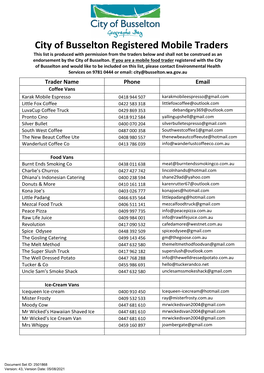 Mobile Food Operators