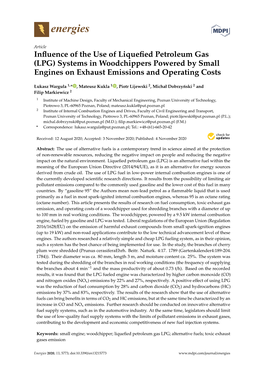 Influence of the Use of Liquefied Petroleum Gas (LPG) Systems In