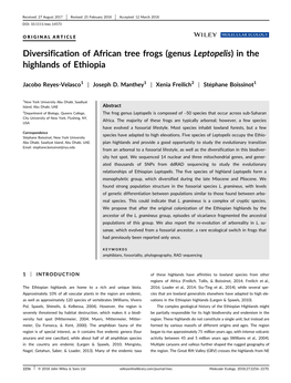 Diversification of African Tree Frogs (Genus Leptopelis) in the Highlands of Ethiopia