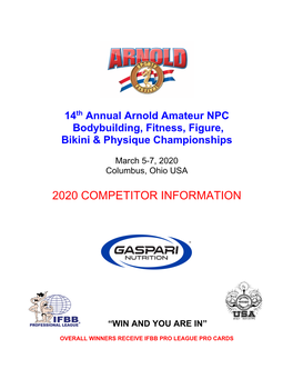 2020 Competitor Information