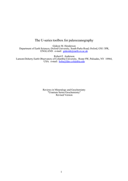 The U-Series Toolbox for Paleoceanography