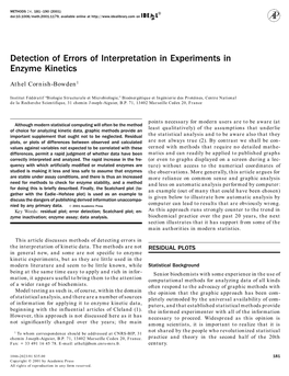 Detection of Errors of Interpretation in Experiments in Enzyme Kinetics