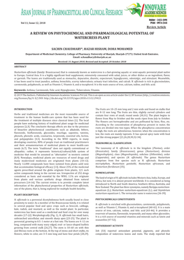 A Review on Phytochemical and Pharmacological Potential of Watercress Plant