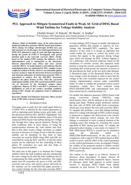 PLL Approach to Mitigate Symmetrical Faults in Weak AC Grid of DFIG Based Wind Turbine for Voltage Stability Analysis