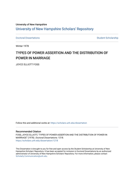 Types of Power Assertion and the Distribution of Power in Marriage