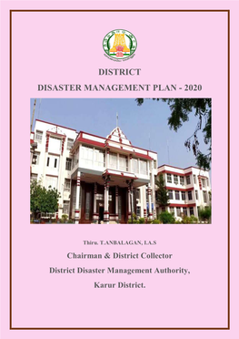 DISTRICT DISASTER MANAGEMENT PLAN – 2020 Page Chapter Title No