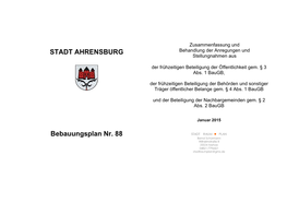 STADT AHRENSBURG Bebauungsplan Nr. 88