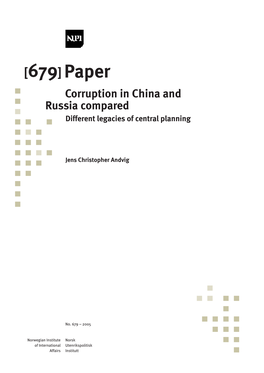 Corruption in China and Russia Compared Different Legacies of Central Planning