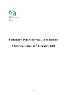 Sustainable Politics for the Use of Biomass CSDD Statement, 25Th