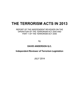 The Terrorism Acts in 2013