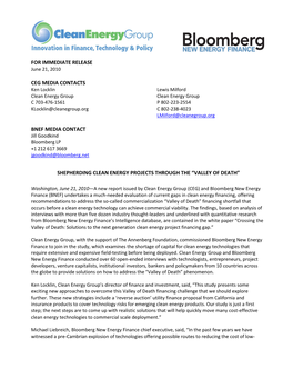 For Immediate Release Ceg Media Contacts Bnef Media