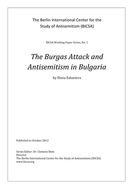 The Burgas Attack and Antisemitism in Bulgaria