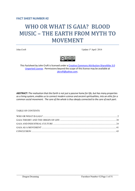 Who Or What Is Gaia? Blood Music – the Earth from Myth to Movement