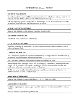 2019-20 USTA Rule Changes - REVISED