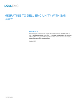 Migrating to EMC Unity with SAN Copy