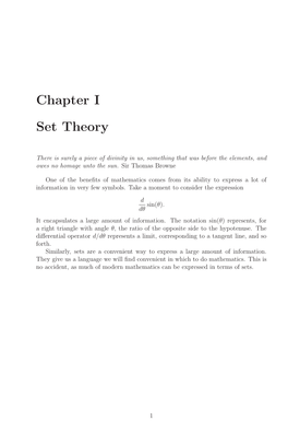 Chapter I Set Theory