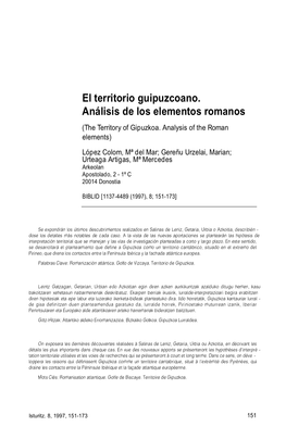 El Territorio Guipuzcoano. Análisis De Los Elementos Romanos