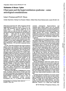 Chest Pain and the Hyperventilation Syndrome - Some Aetiological Considerations