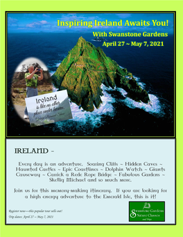 Inspiring Ireland Awaits You! with Swanstone Gardens April 27 ~ May 7, 2021