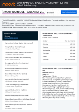 WARRNAMBOOL - BALLARAT VIA SKIPTON Bus Time Schedule & Line Map