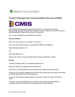 Content Management Interoperability Services (CMIS)