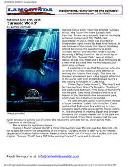 LAMORINDA WEEKLY | 'Jurassic World'