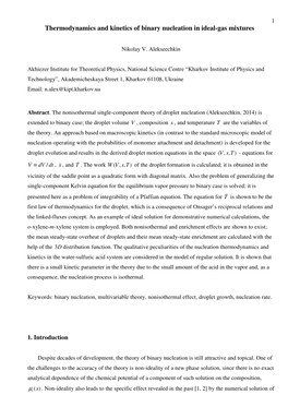 Thermodynamics and Kinetics of Binary Nucleation in Ideal-Gas Mixtures
