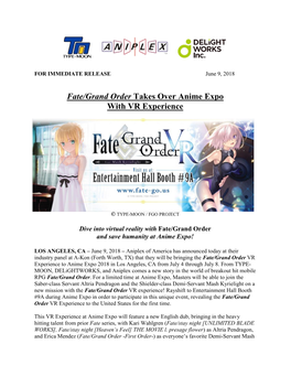 Fate/Grand Order Takes Over Anime Expo with VR Experience