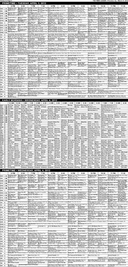 Primetime • Tuesday, April 3, 2012 Early Morning