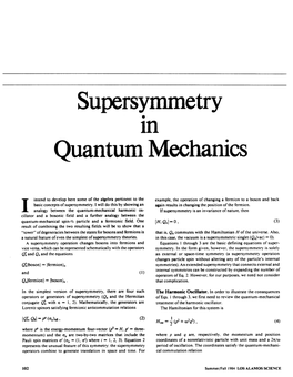 Supersymmetry in Quantum Mechanics