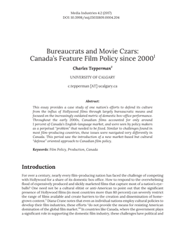 Bureaucrats and Movie Czars: Canada's Feature Film Policy Since