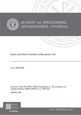 Saints and Their Families in Byzantine Art