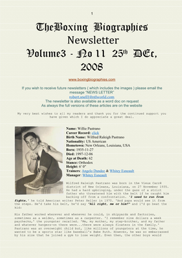 Theboxing Biographies Newsletter Volume3 - No 11 25Th Dec, 2008