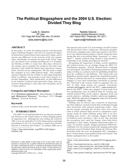 The Political Blogosphere and the 2004 U.S. Election: Divided They Blog