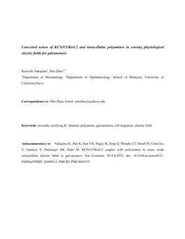 Concerted Action of KCNJ15/Kir4.2 and Intracellular Polyamines in Sensing Physiological Electric Fields for Galvanotaxis