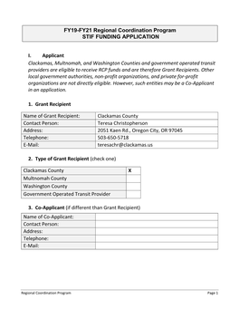 I. Applicant Clackamas, Multnomah, and Washington Counties