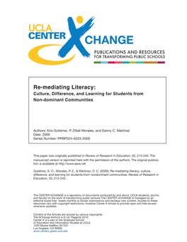 Change, Including Border and Boundary Crossing Experienced by Students from Non-Dominant Communities