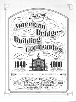 Directory of American Bridge-Building Companies 1840-1900 Occasional