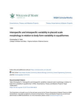 Interspecific and Intraspecific Variability in Placoid Scale Morphology in Relation to Body Form Variability in Squaliformes