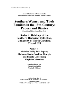 Southern Women and Their Families in the 19Th Century: Papers