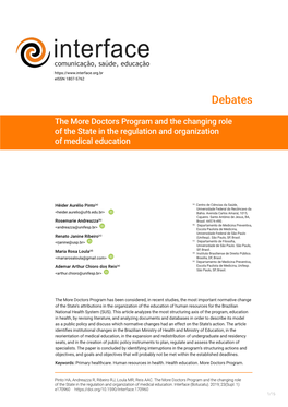 The More Doctors Program and the Changing Role of the State in the Regulation and Organization of Medical Education