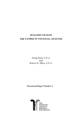 Benjamin Graham: the Father of Financial Analysis