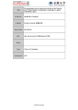 Title Phylogeographic and Morphometric Studies on the Fischer's Blue Tongeia Fischeri (Lepidoptera: Lycaenidae) in Japan( Disser