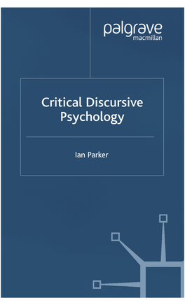 Critical Discursive Psychology