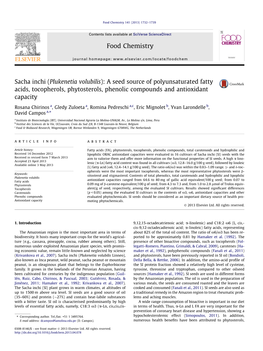 Sacha Inchi (Plukenetia Volubilis): a Seed Source of Polyunsaturated Fatty Acids, Tocopherols, Phytosterols, Phenolic Compounds and Antioxidant Capacity