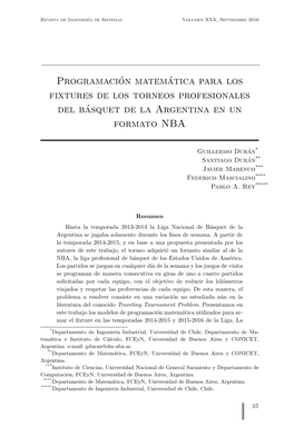 Programación Matemática Para Los Fixtures De Los Torneos