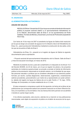 DOG Núm. 102 Miércoles, 30 De Mayo De 2012 Pág. 20892